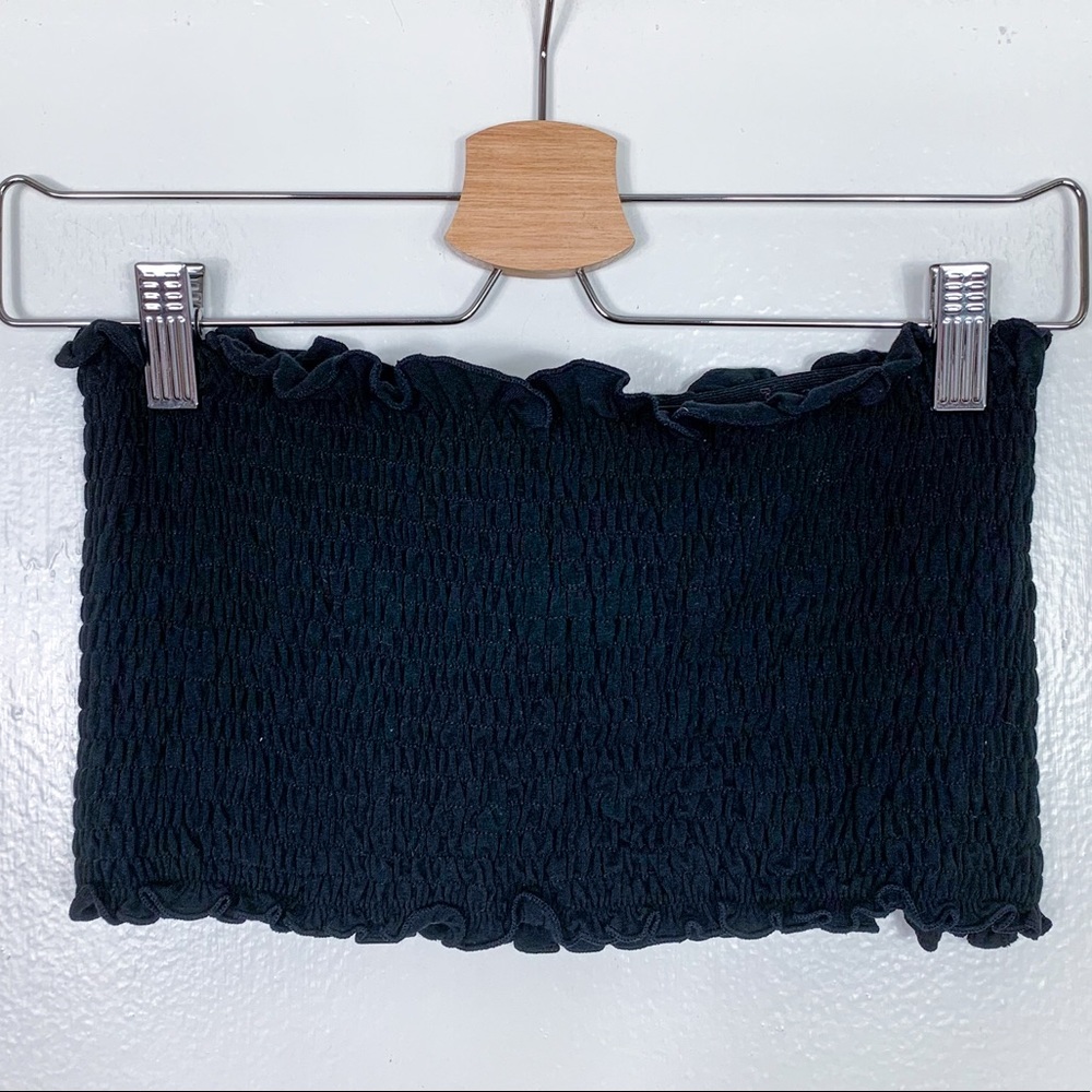 BP Black Strapless Ruched Crop Top